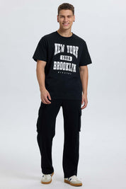 Polera Hombre College Print Cent Negro