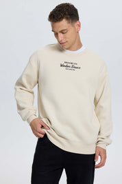 Polerón Hombre Print Texto Central Beige