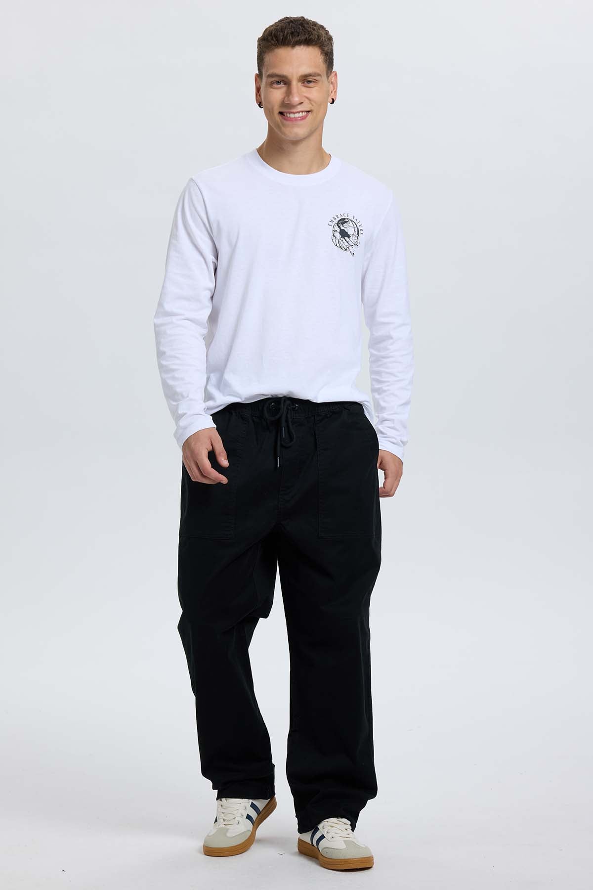 Pantalón Hombre Gabardina Cargo Negro