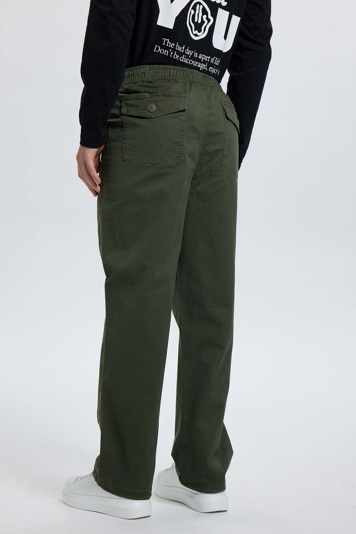 Pantalón Hombre Gabardina Cargo Verde