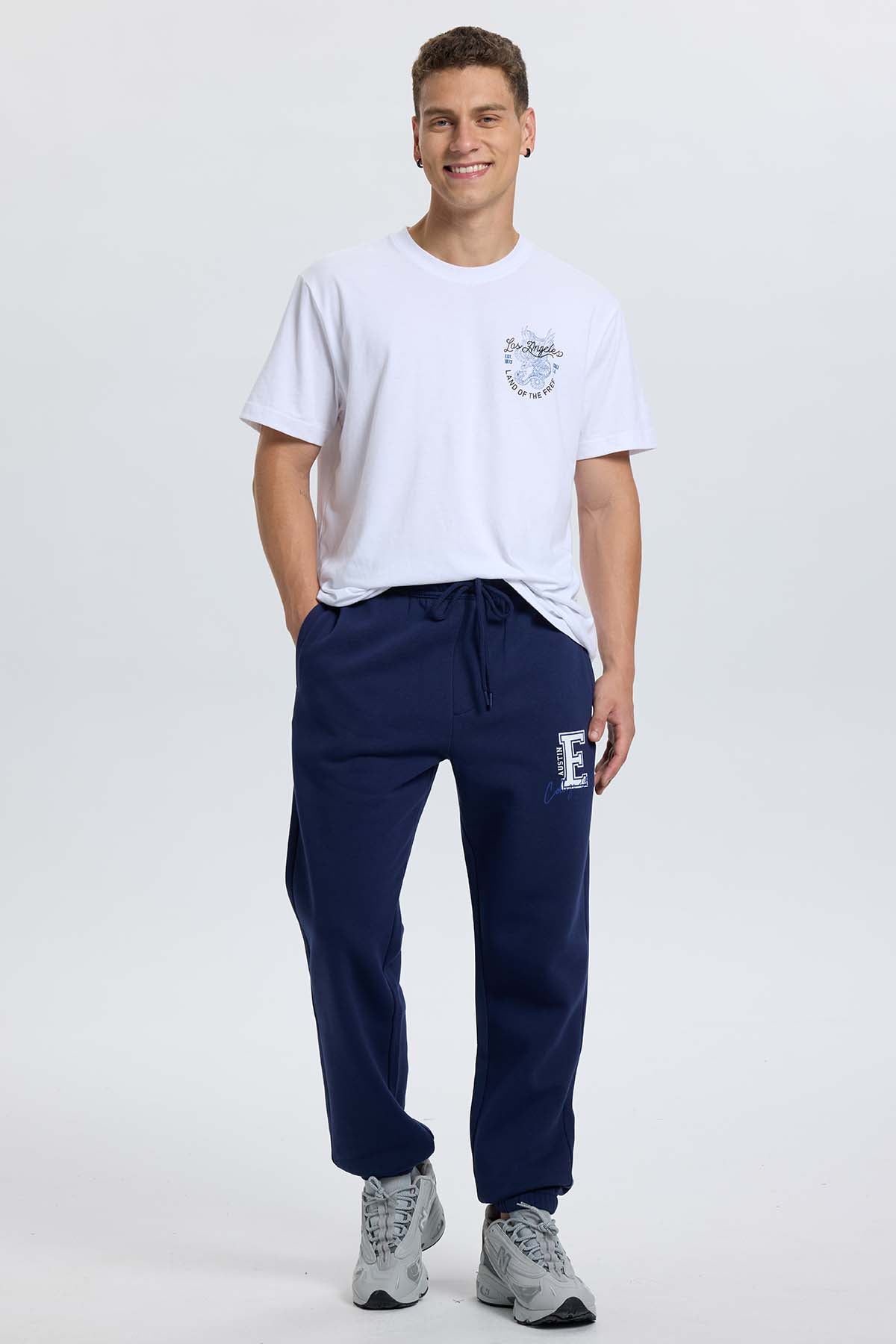 Pantalón Buzo Hombre Print College Azul