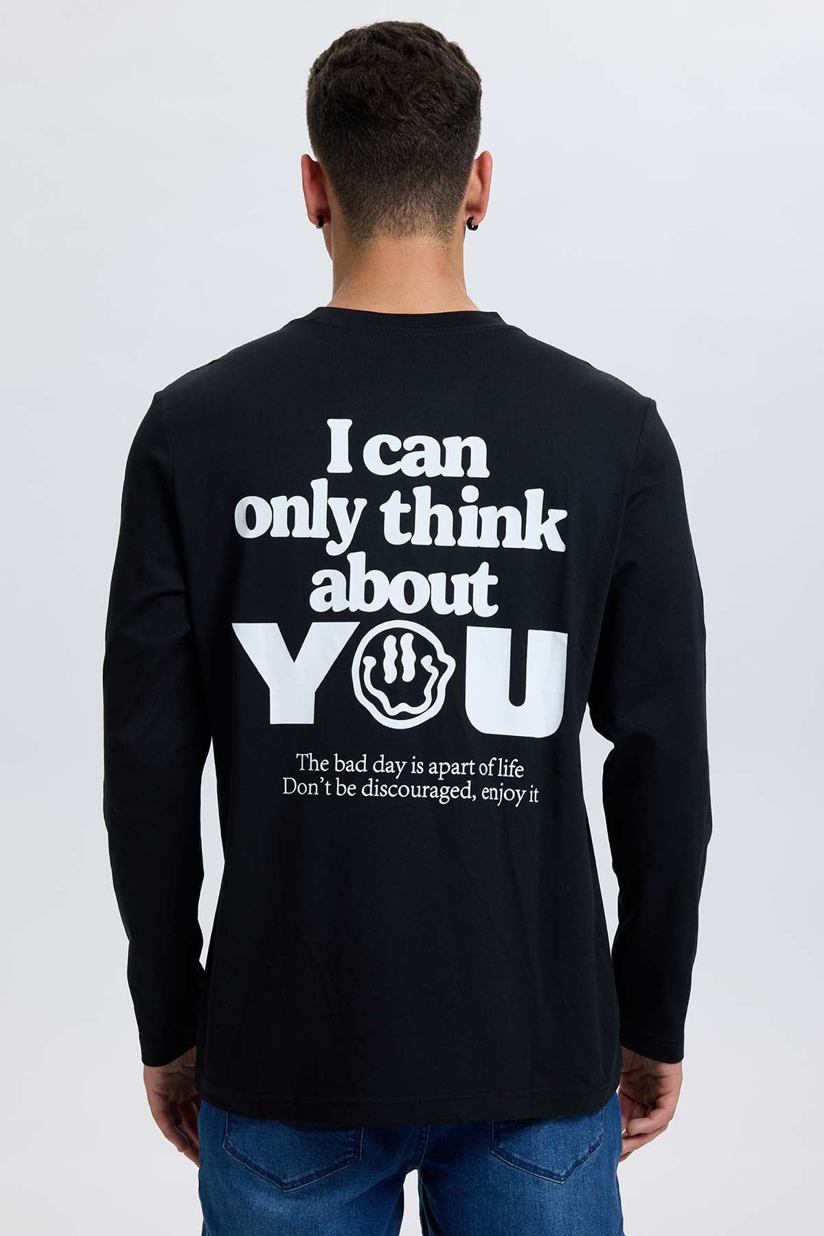 Polera Hombre Doble Print Negro