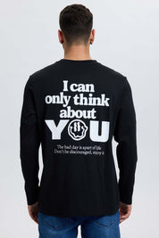 Polera Hombre Doble Print Negro