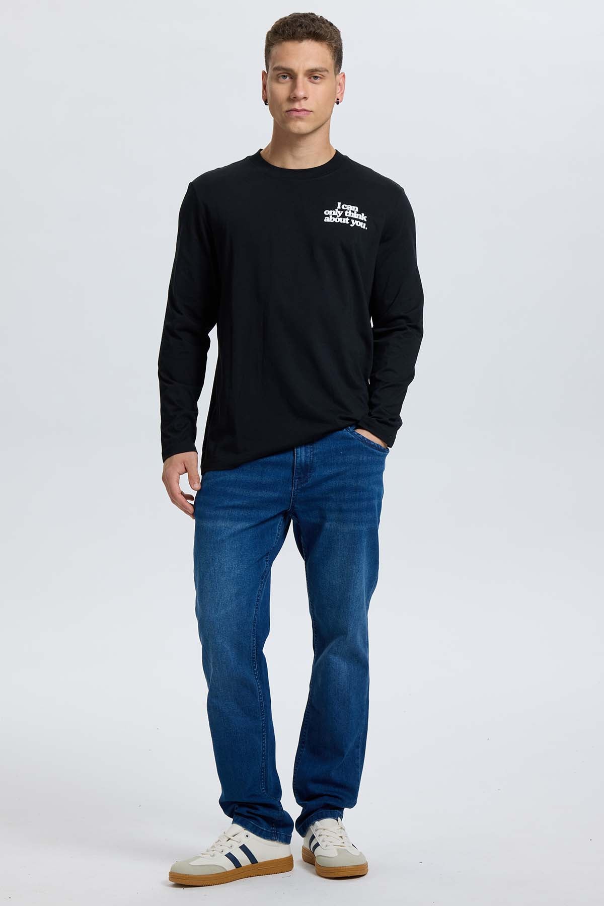 Polera Hombre Doble Print Negro