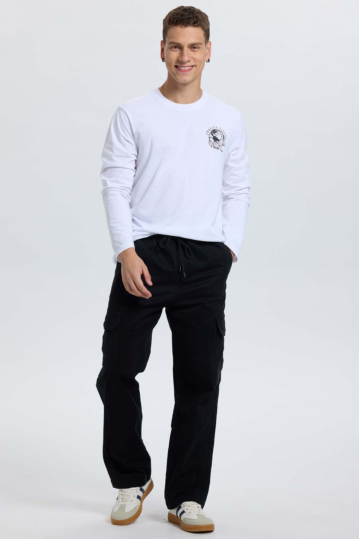 Pantalón Hombre Cargo Recto Negro