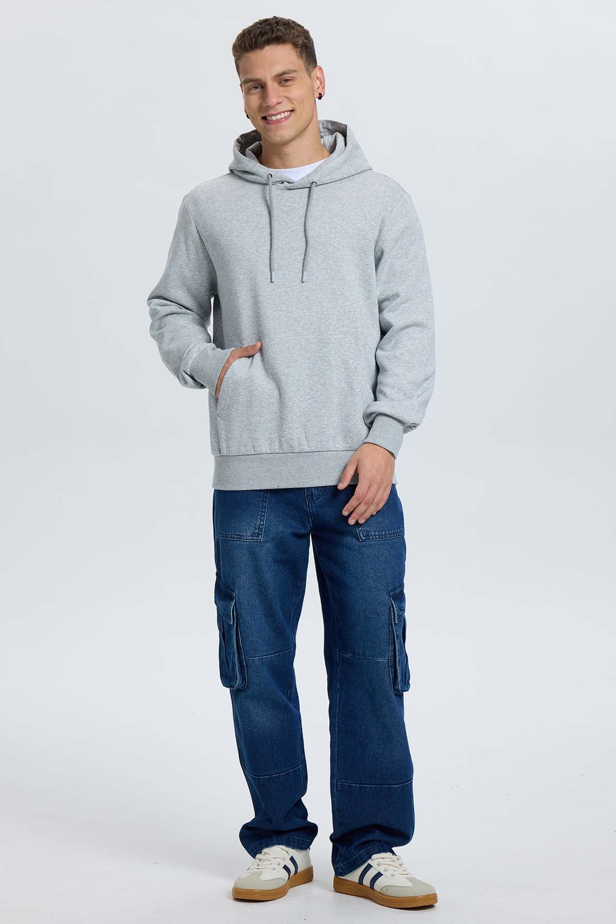 Polerón Hombre Hoodie Gris Melange
