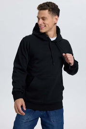 Polerón Hombre Hoodie Negro de franela cardada