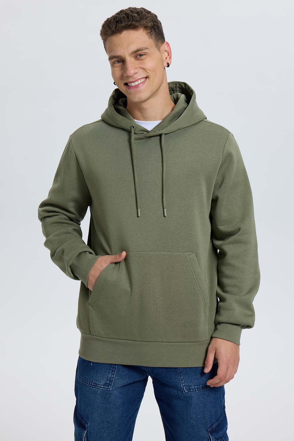 Polerón Hombre Hoodie Verde Militar