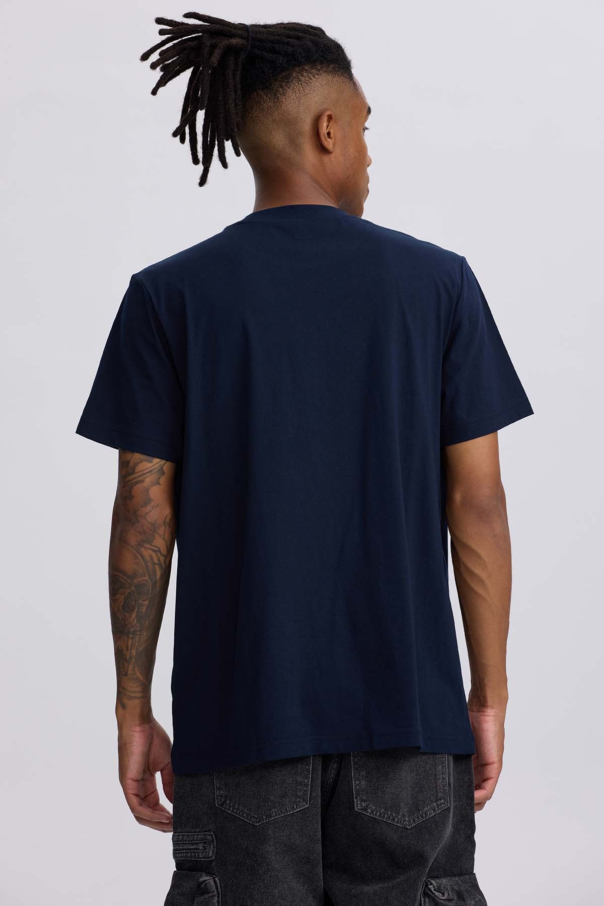 Polera Hombre Bolsillo Contraste Azul