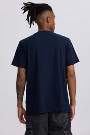 Polera Hombre Bolsillo Contraste Azul