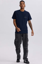 Polera Hombre Bolsillo Contraste Azul
