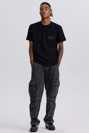 Polera hombre negra con bolsillo contraste
