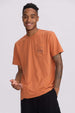 Polera Hombre Con Bolsillo Contraste Naranjo Oscuro