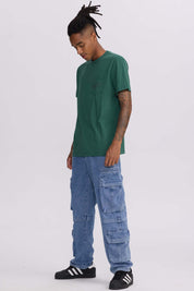 Polera Hombre Con Bolsillo Contraste Verde
