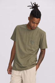 Polera Hombre Con Bolsillo Contraste Verde Militar