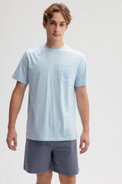 Polera Hombre Con Bolsillo Contraste Celeste