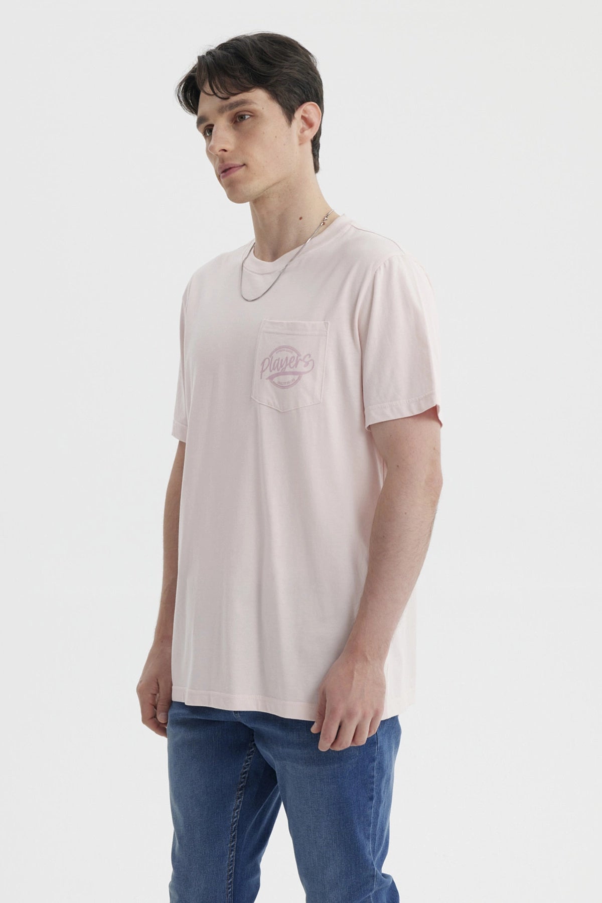 Polera Hombre Con Bolsillo Print Rosado