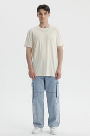 Polera Hombre Con Bolsillo Print Beige Claro