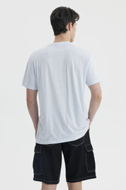 Polera Hombre Con Bolsillo Print Celeste Claro