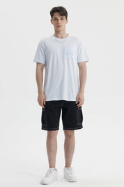 Polera Hombre Con Bolsillo Print Celeste Claro