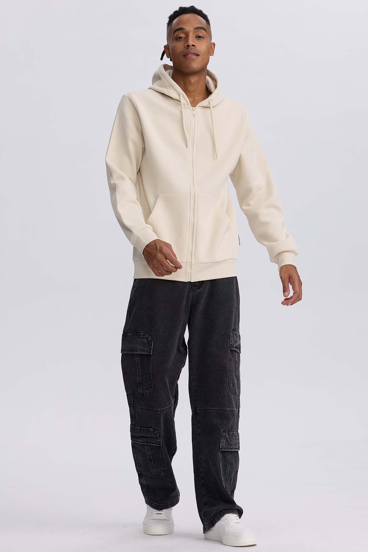 Polerón Hombre Full Zipper Beige