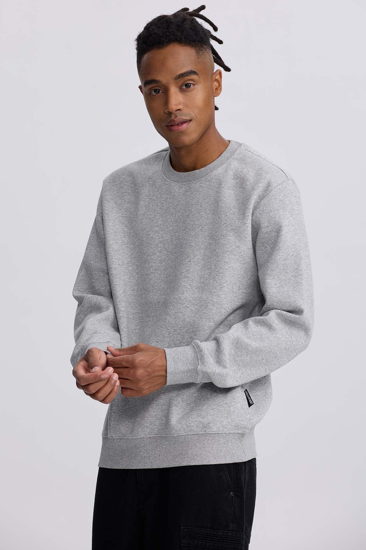 Polerón Hombre Liso Gris Melange