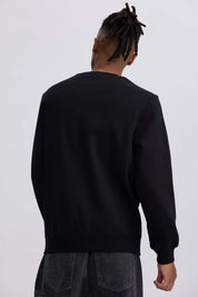 Polerón hombre liso negro de franela cardada