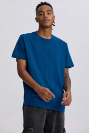 Polera Hombre Long Fit Básica Azul Petroleo
