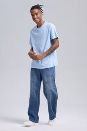 Polera Hombre Long Fit Básica Celeste