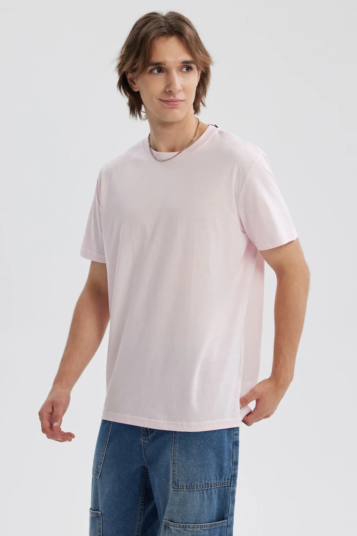 Polera Hombre Long Fit Básica Rosado