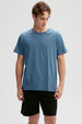 Polera Hombre Long Fit Básica Azul Piedra