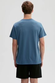 Polera Hombre Long Fit Básica Azul Piedra