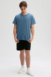 Polera Hombre Long Fit Básica Azul Piedra