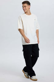 Polera Hombre Bordado Beige