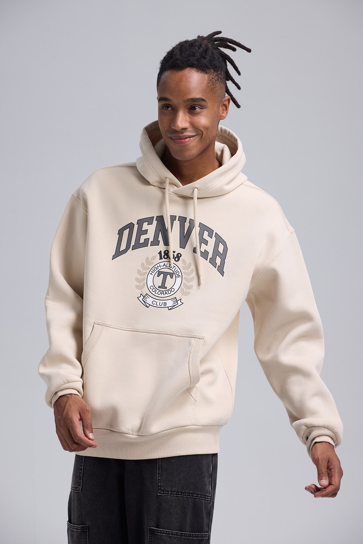 Polerón Hombre Print College Beige