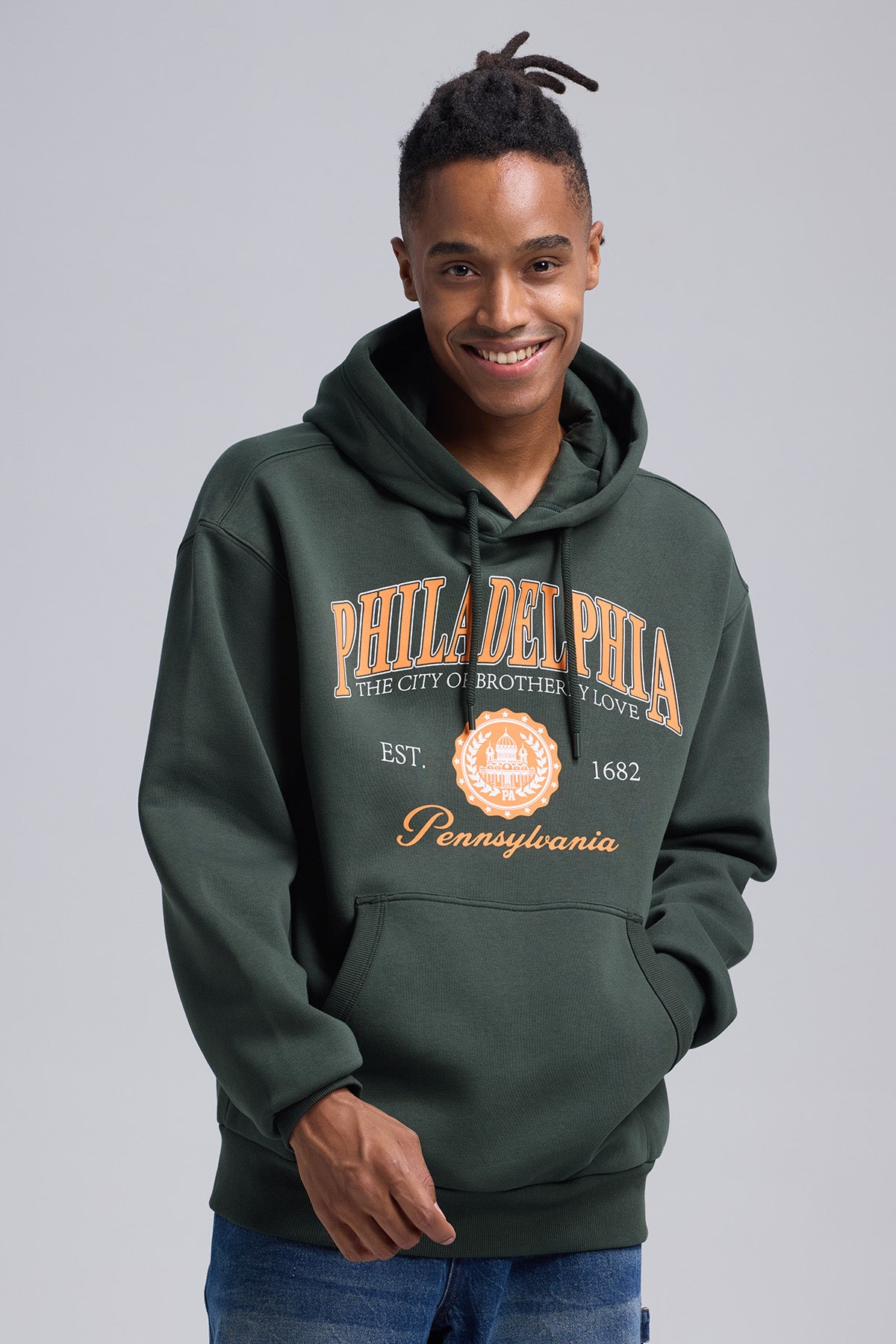 Polerón Hombre Print College Rapport Verde Militar