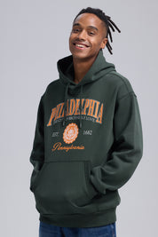 Polerón Hombre Print College Rapport Verde Militar