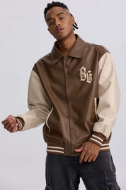 Chaqueta Hombre Efecto Cuero Chocolate
