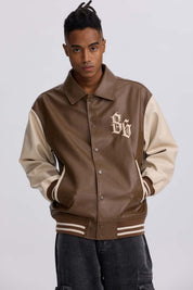 Chaqueta Hombre Efecto Cuero Chocolate