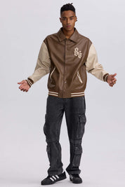 Chaqueta Hombre Efecto Cuero Chocolate