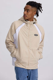 Chaqueta Hombre Cortaviento Beige con capucha