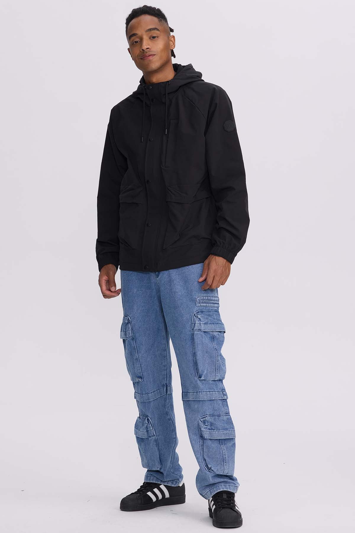 Chaqueta Hombre Cortaviento Negro