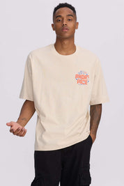 Polera Hombre Doble Print Beige
