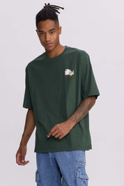 Polera Hombre Doble Print Verde Militar