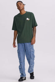Polera Hombre Doble Print Verde Militar