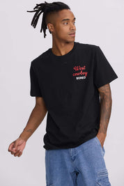 Polera Hombre Doble Print Negro