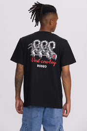 Polera Hombre Doble Print Negro