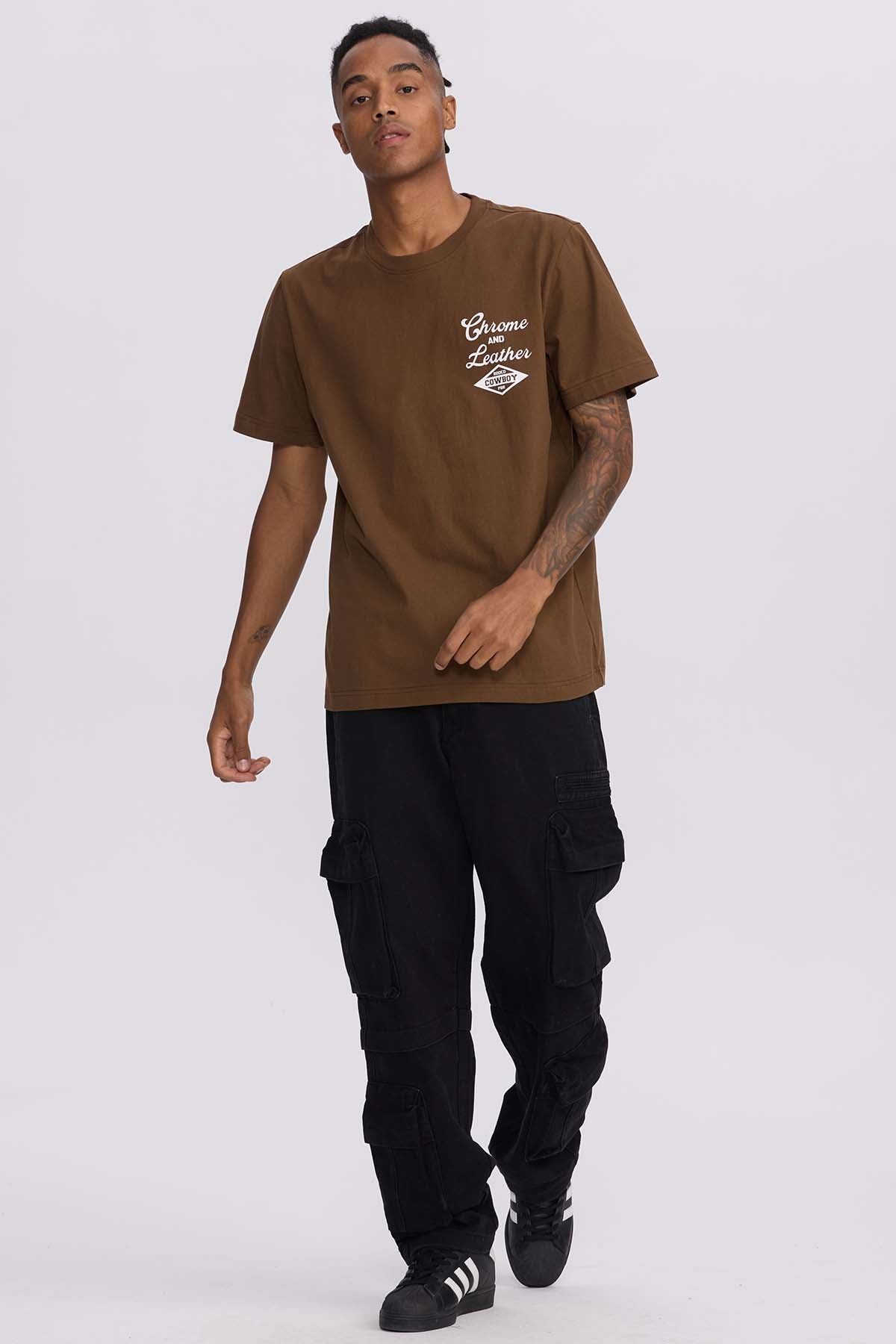 Polera Hombre Doble Print Chocolate