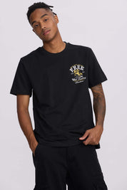 Polera Hombre Doble Print Negro