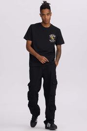 Polera Hombre Doble Print Negro